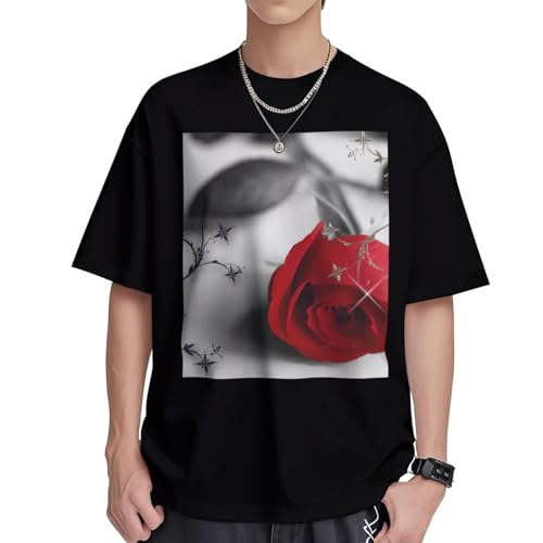 T-shirt en coton imprimé Red Rose2 pour vos journées détentes