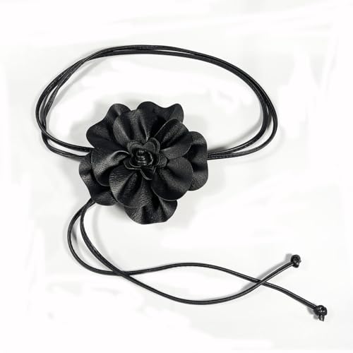 Women Bohemian PU Leather Woven Waist Rope Flower Tassels Waist Accessories Skinny Belt for Dress Shirts3