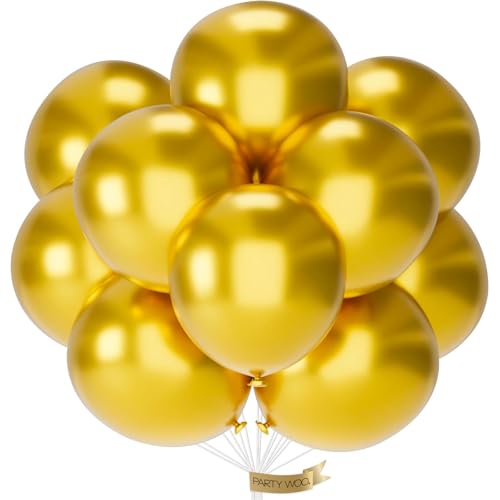 Image of PartyWoo Gold Balloons 20pcs 18 Inch Gold Latex Helium Balloons for Birthday Wedding Anniversary Baby Shower Graduation Bachelorette Retirement Engagement Tea Casino Disco Party Decorations Gold-G101