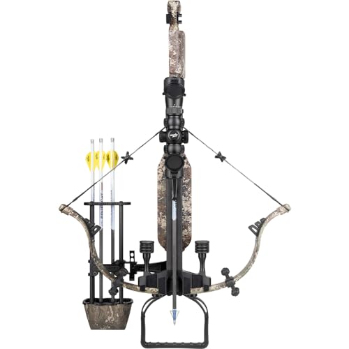Excalibur Suppressor Extreme Micro Series Accurate Lightweight CeaseFire Hunting Crossbow - Scope, Scope Rings, 4 Proflight Arrows with 100Gr Field Points, 4-Arrow Quiver Included, TrueTimber Strata