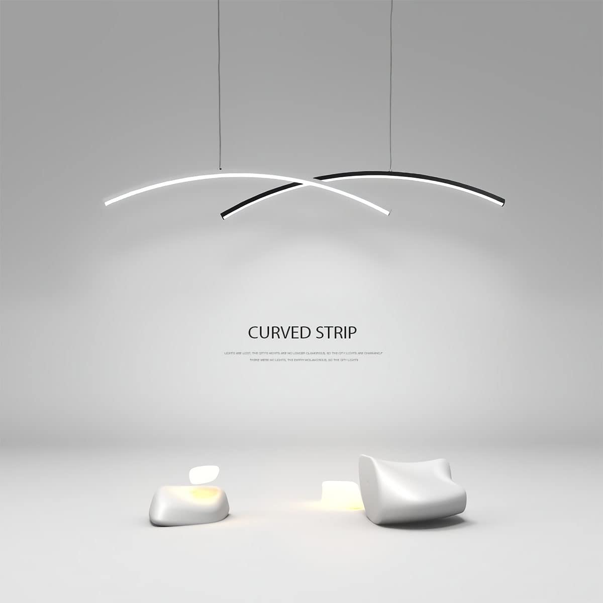 Bellastein LED Pendant Lamp Dining Table Pendant Lamp Height Adjustable Dining Room Lamps Modern LED Pendant Lamp Dimmable with Remote Control Kitchen Bar Pendant Lamp (White+Black, L120cm)