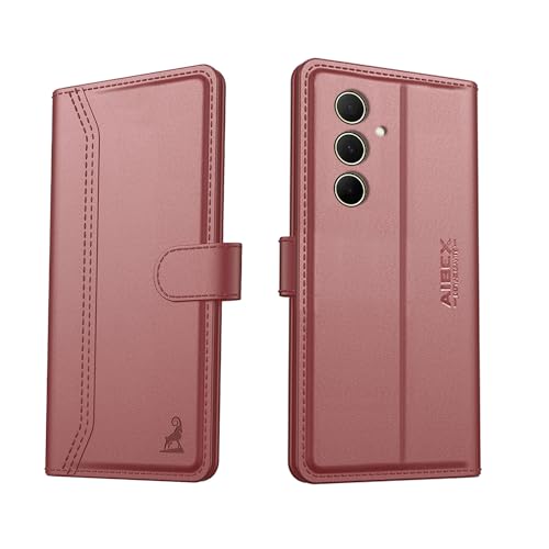 Image of AIBEX Compatible for Samsung A35 5G / Samsung A55 5G Flip Cover Leather Finish with Magnatic Closure | Inside TPU with Card Pockets | Wallet Stand | Complete Protection Flip Case -Brown