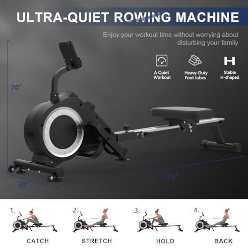 Neezee Foldable Rowing Machine for Home Gym - LCD Monitor, 16 Level Magnetic Resistance, Full-Body Workout, Upgrade Flywheel, Space Saving - Image 4