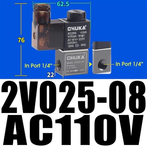 Vanne de compresseur 2V025-08 AC110V, conception durable pour automatisation 1/4 - 3