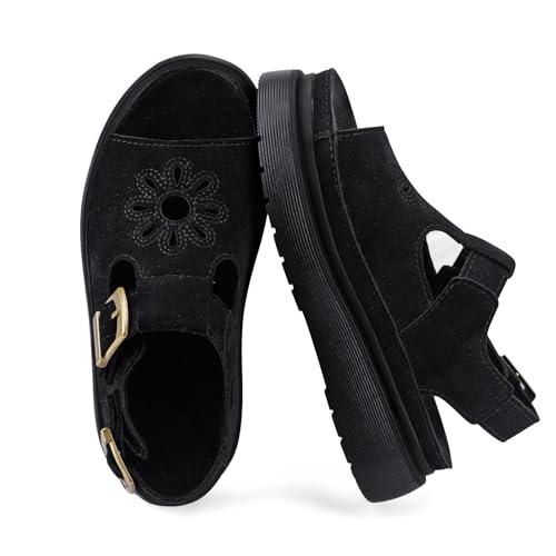 Image of Platform Sandals for Women Chunky Ankle Buckle Casual Open Toe Comfortable Flower Decoration Fisherman Sandals