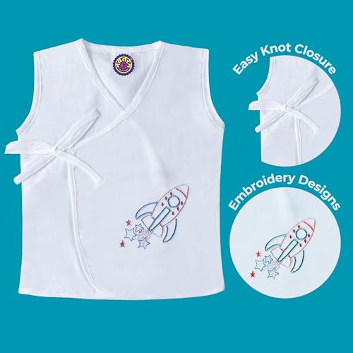 Image of Pure Cotton Embroidered Jhablas for New Born Baby 0-3 Months, Soft & Comfortable Vest Jablas Set, for Boys & Girls, Pack of 3, new born baby gifts
