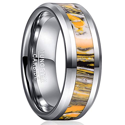Meiling Lingmei 8Mm Mens Wedding Bands Tungsten Promise Anniversary Ring With Beveled Edge Size 9 #TOP6