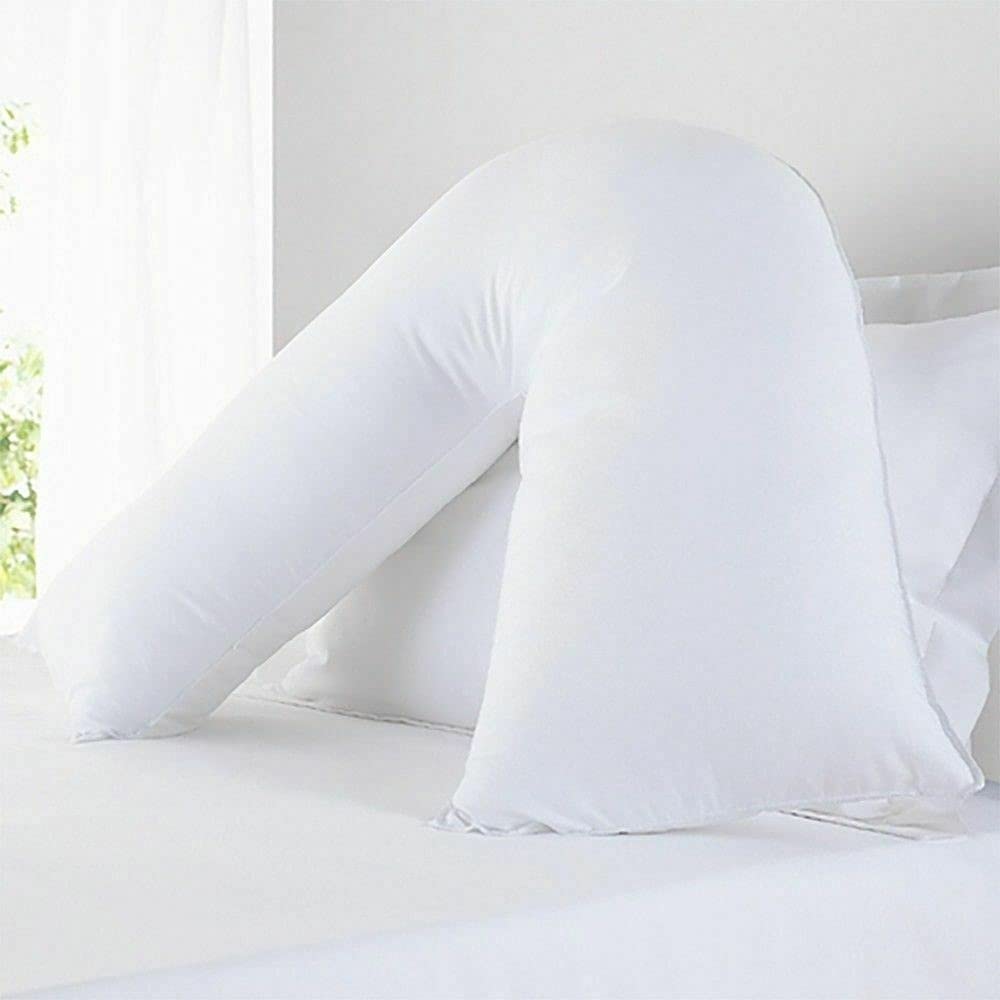 Cloe' Louis V Shaped Pillow Orthopaedic Maternity Support Hypoallergenic 100% Virgin Hollowfibre Extra Filled Pregnancy Body Support Head Neck & Back Pain Relief (74x34cm)
