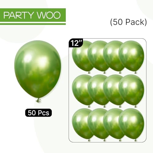 Image of PartyWoo Metallic Green Balloons 50pcs Latex Helium Balloons 12 Inch