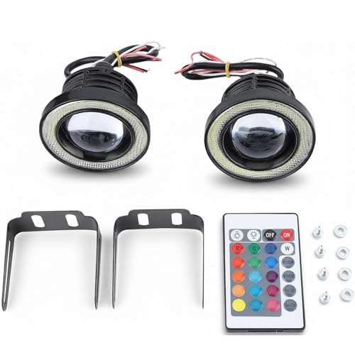 Yuecoom 30W RGB Car Angel Eye Fog Light, Angel Eyes, Round COB LED Lamp, Angel...