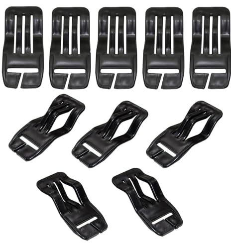 YehVeh 10 Pack Car Seat Cover Plate Hooks Webbing Mount Clip Universal 1'' Belt End Connector Fixing Buckle Elastics Chucks Attachment Fastener for Carseat Covers Car Seat Protector Installation