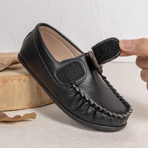 Toddler Boys Girls Leather Loafers,Little Kids Soft Slip-On Dress Shoes,Moccasins Flat Boat Shoes Casual Daily Walking Wedding Church School4