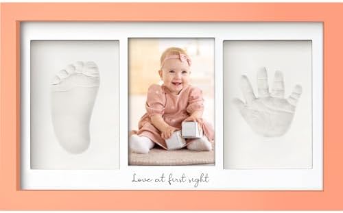 KeaBabies Baby Hand and Footprint Kit, Clay Keepsake Frame (Salmon)