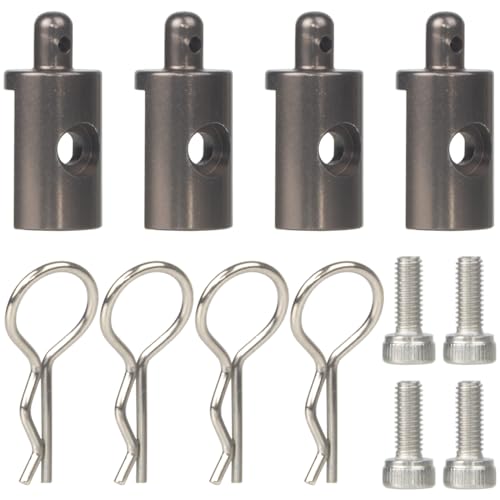HobbyMarking 4Pcs Aluminum Body Mounts Body Shell Posts for 1/12 Scale Tamiya CW-01 Chassis Lunch Box Midnight Pumpkin Upgrades Parts (Titanium)