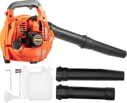 2-Takt Handheld Laubbläser, 25,4CC Benzin Laubgebläse Blasgerät Bläser Tragbar Luftgekühlter Bläser mit 0.9L Kraftstofftank, 7000RPM Einzylinder für Garten Rasenpflege Terrasse Laubblasen und Schnee