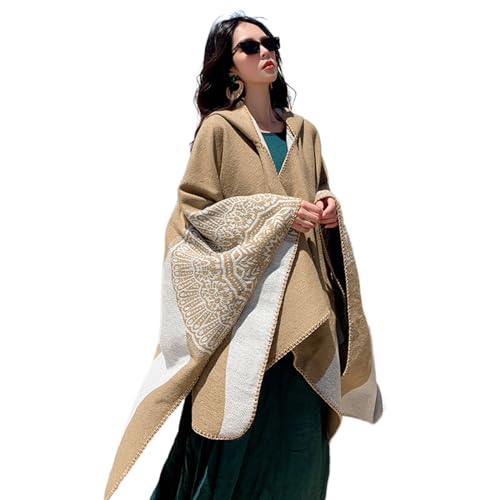 Poncho tricot pour femme de qualité supérieure : veste écharpe géométrique bohème chic