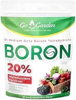 Go Garden Boron 20% Micronutrient Fertilizer for Plants | Boosts Vegetable, Fruit & Flower Growth | Water Soluble Boron Fertilizer Powder for Healthy Plants – 250g