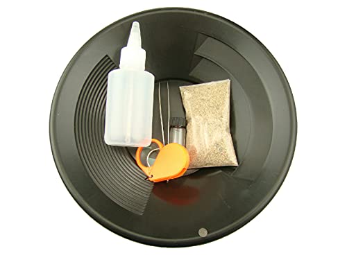 Panning Kit Real PayDirt-Black Gold Pan-Vial-Snuffer-Tweezers-Loupe