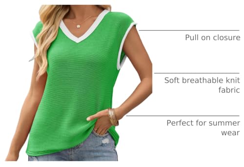 Image of Imily Bela Summer Cap Sleeve Sweater Vest for Women Casual V Neck Sleeveless Knit Pullover Tank Tops 2025 Spring Shirts