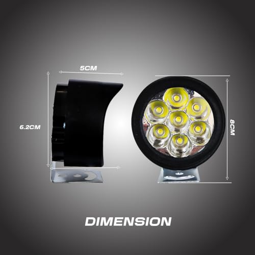 Image of 7 LED Round Fog Lights for Bikes | High Power, Universal Fit, Heavy Clamp, Strong Aluminum Body, Waterproof Driving Light for Motorcycle and Scooty