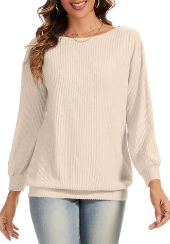 Sweaters for Women Casual Long Sleeve Fall Ladies Tunics Tops Boat Neck Dressy Pullover Blouses 2025 Fashion Clothing2