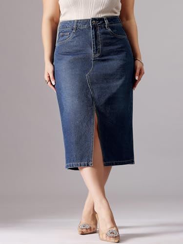 Image of Miss Chase A+ Women's Regular High Rise Mild Distress Regular Denim Skorts