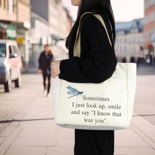 PLITI Dragonfly Tote Bag Dragonfly Memorial Gift Sometimes I Just Look Up Smile And Say I Know That Was You Sympathy Gift (was you dragonfly TBU) - Image 4