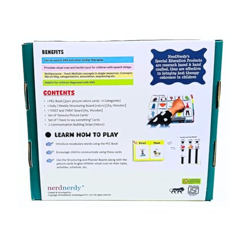 NerdNerdy PEC Kit - Picture Exchange Communication Kit Level 1/Speech Delays/Autism Toys/Visual Schedule Weekly Planner/Sensory Toys/Speech Therapy/Flash Cards/ABA Therapy/Occupational Therapy