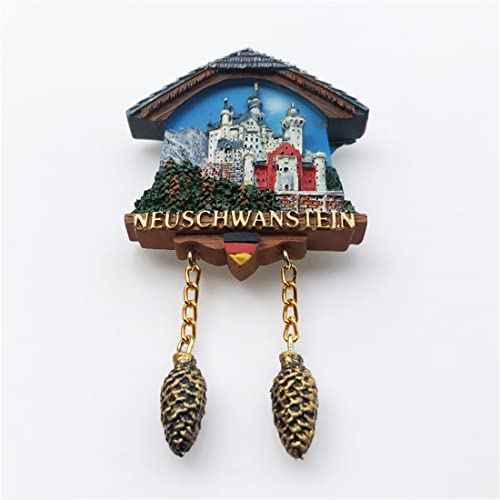 Imán Decorativo Neuschwanstein 3D Reloj Cucú 7x12 cm miniatura 2