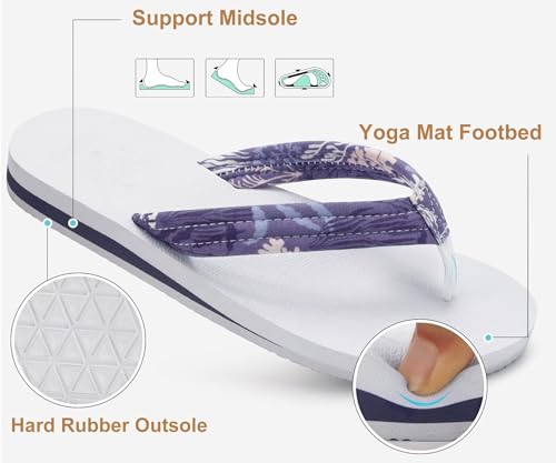Image of KuaiLu Womens Arch Support Flip Flops Ladies Comfort Lightweight Soft Yoga Mat Cushion Walking Thong Sandals