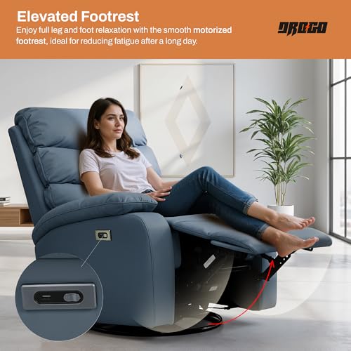 Image of DROGO Velora Electric Motorised Recliner Sofa 1 Seater with Rocking, Revolving & Rapid Recline Technology | Recliner Chairs for Home with Premium PU Fabric & Padded Body, 1 Year Warranty (Dark Grey)