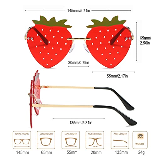 Cute Strawberry Shape Sunglasses for Women Men Girls Boys Party Prom Accessories Halloween Christmas Costumes Glasses (Red)4
