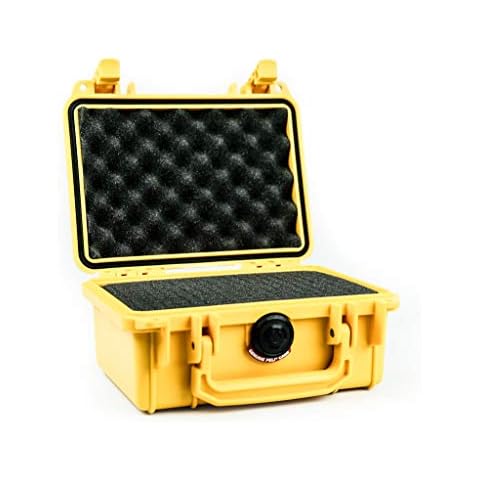 PELI 1120 Professional Shockproof Camera Case, IP67 Watertight, 5L Capacity, Made in US, With Customisable Foam Inlay, Yellow Cover