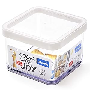 Rotho Loft quadratische Vorratsdose 0,5l mit Deckel und Dichtung, Kunststoff (SAN) BPA-frei, transparent/weiss, 0,5l (10…