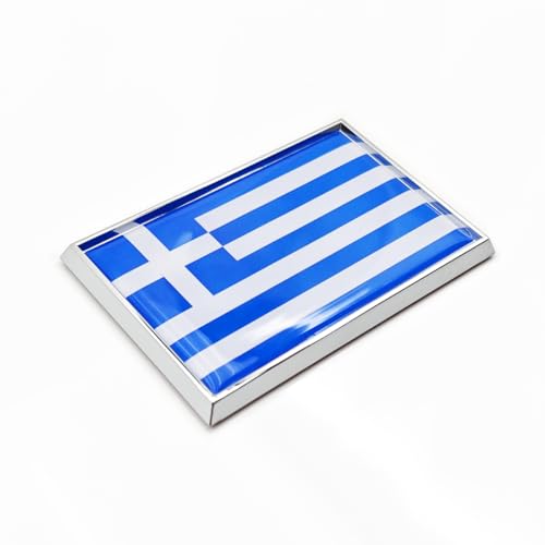 Image of Greece Flag Sticker Emblem Greek Decal Car Chrome Flags, 2 Pack, 3 x 2 inches