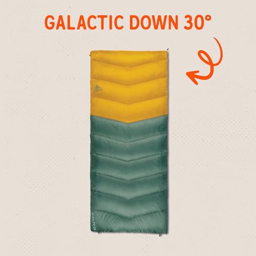 Image of Kelty Galactic Down 30 Degree Sleeping Bag, 550 Fill Power RDS Trackable Down, Backpacking and Camping, Zip Together for 2P Sleeping Bag | Zip Two Together for a 2P Bag, 550 Fill Compressible Down, PFC-Free Fabrics and Finishes, Buttery Soft Taffeta Lining