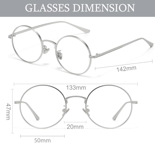 D Lolylad Classic Round Glasses For Women Men Retro Circle Clear Lens Non-Prescription Metal Frame Glasses thumb #3