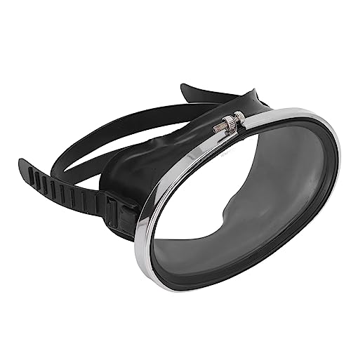 SPYMINNPOO Diving Goggles, HD Tempered Glass PVC Oval Shape Anti Fog Single Lens Goggles for Fisherman Black (L), Large, SPYMINNPOOb2h31k094r-12