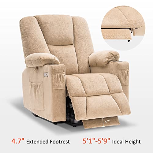 Mcombo Electric Power Lift Recliner Chair With Extended Footrest For Elderly People, 3 Positions, Hand Remote Control, Lumbar Pillow, 2 Cup Holders, Usb Ports, 2 Side Pockets 7507 (Fabric,Beige) #TOP3