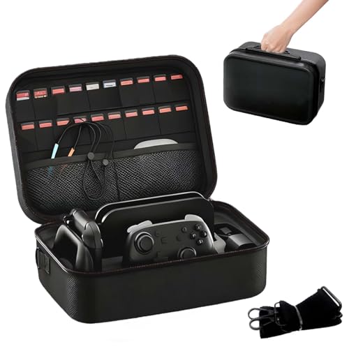 Switch 2 対応 収納ケース AriKroii ニンテンドースイッチ2 用オールインボックス Switch 2用本体とドック/Joy-Con 2用/コントローラー/ケーブル類などを入れ 大容量収納 柔らかい裏地 EVA素材 ストレージカバー マジックテープ ダブルファスナーデザイン ゲームカード20枚 防水 傷防止 耐衝撃 ポータブル (黒)