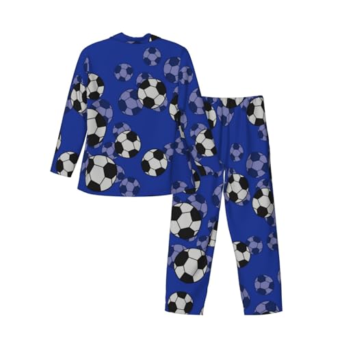 Football Pattern Mens Pajamas Set Button Down Sleepwear Set Long Sleeve Loungewear With Pockets4
