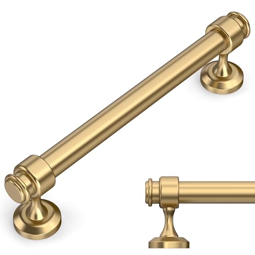 Amerdeco 10 Pack Champagne Bronze Cabinet Pulls 5 Inch Hole Centers Cabinet Handles for Kitchen Cabinet Hardware Bathroom Drawer Handles IH0007