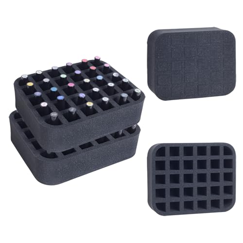 Image of 2 Pack Nail Polish Organizer Holder Foam Pad with Slots for Storage 60 Bottles (15ml /0.5fl.oz) Nail Polish or Essential Oil Tray for Drawers Black