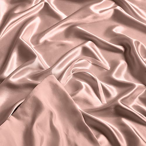 Image of NSGZ Satin Duvet Cover for Weighted Blanket, 60x80, 8 Ties, Champagne Gold | 8 Ties And Zipper For Secure Fit, Cooling Satin Gentle On Skin, Machine Washable, Fits 48x72 And 60x80 Weighted Blankets