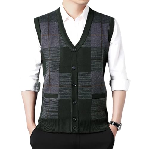 Bollrllr Men's Sweater Winter V-Neck Slim Sweater Vest Fashion Slim Cardigan Knitted Sweater Vest