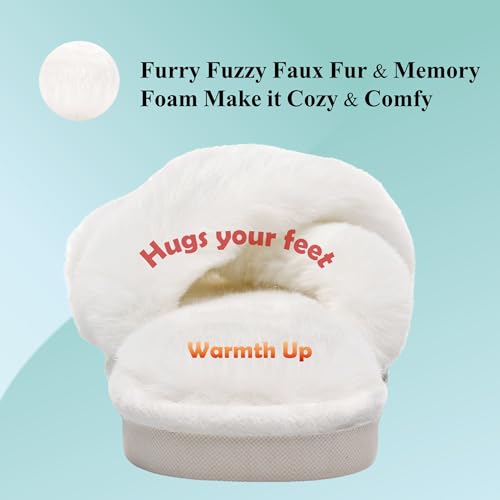 Crazy Lady Women's Fuzzy Fluffy Furry Fur Slippers Flip Flop Open Toe Cozy House Memory Foam Sandals Slides Soft Flat Comfy Anti-Slip Spa Indoor Outdoor Slip on4