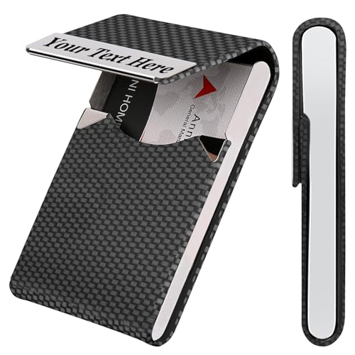 Newppy Personalized Business Card Holder,Custom Business Card Holder For Men or Women, PU Leather...