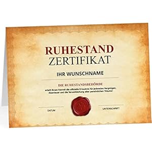 XXL Abschiedskarte PERSONALISIERT (A4) – Zertifikat – Urkunde Vintage – große Klappkarte für Kollegen mit Umschlag zur…