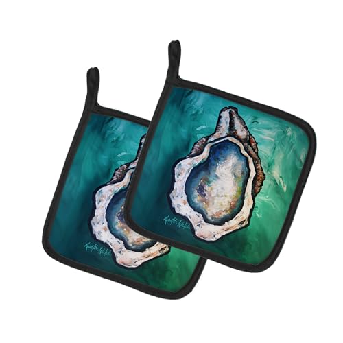 Caroline's Treasures One Shell Oyster Pair of Pot Holders Kitchen Heat Resistant Pot Holders Sets Oven Hot Pads for Cooking Baking BBQ, 7 1/2 x 7 1/2