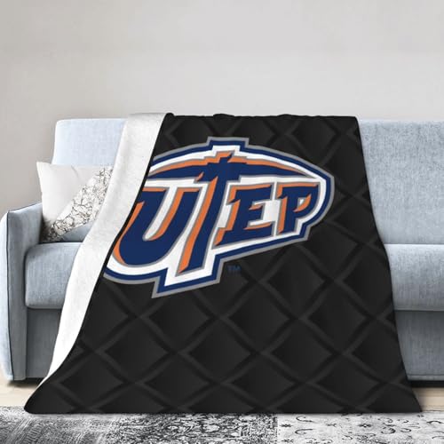 XRPUONG UTEP Miners Fleece Blanket Very Soft Microfiber Flannel Blanket for Couch Warm and Cozy for All Seasons